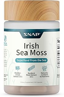 Irish Sea Moss Capsules w/Bladderwrack, Burdock Root & Iodine Energy Support | Seamoss to Elevate Mood, Strengthen Immunity & Digestion, Renew Skin Tone - Seamoss Pills | 60 Caps