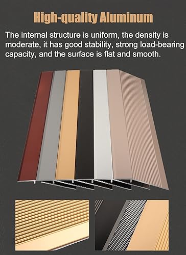 Miniatura 2 de Tira de transición de piso de metal para madera a azulejomadera a vinilo, tira de transición de umbral, reductor de suelo antideslizante para rampa