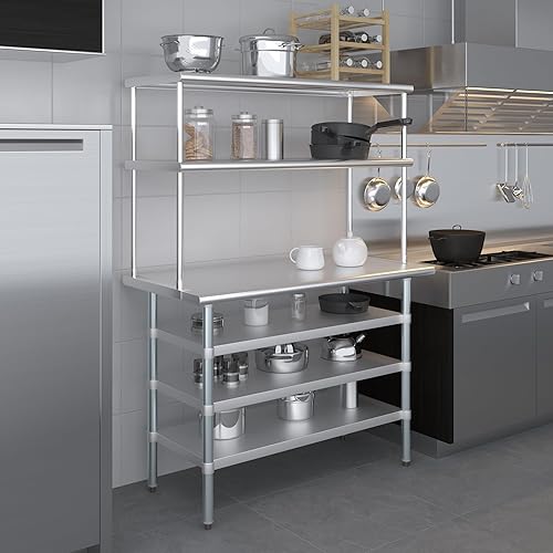 Vista 22 de AmGood Estante Doble Acero Inoxidable NSF - Muchos (30" Largo x 18" Profundo)