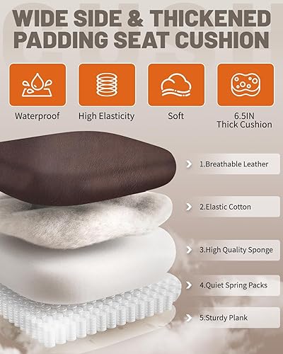 Miniatura 9 de Silla de oficina grande y resistente de 600 libras con reposapiés de masaje, silla de oficina grande y alta con soporte lumbar ajustable, silla