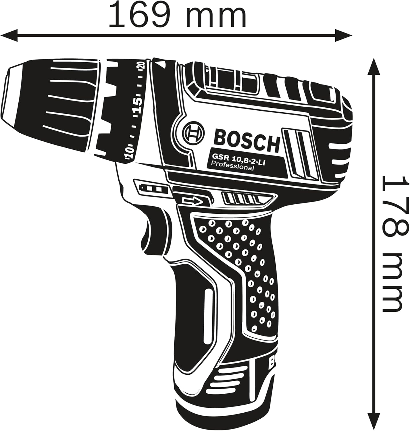 Bosch Professional GSR 12-2-LI drill with its LED light illuminated
