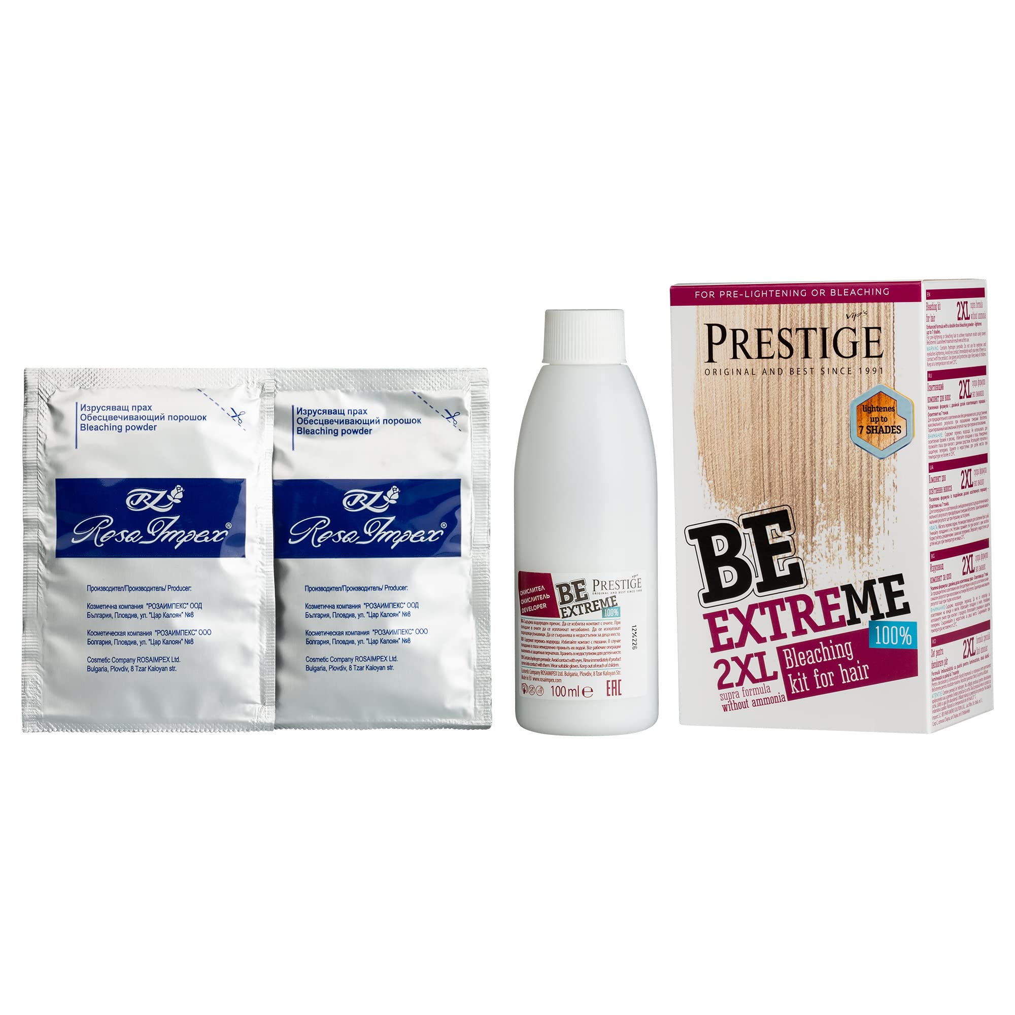 Vip's Prestige Be Extreme | 2XL Decolorante per Capelli Senza Ammoniaca | Schiarente per Capelli | Schiarisce fino a 7 tonalità | Cura e Protegge i Tuoi Capelli | Senza Ammoniaca, PPD, Parabeni
