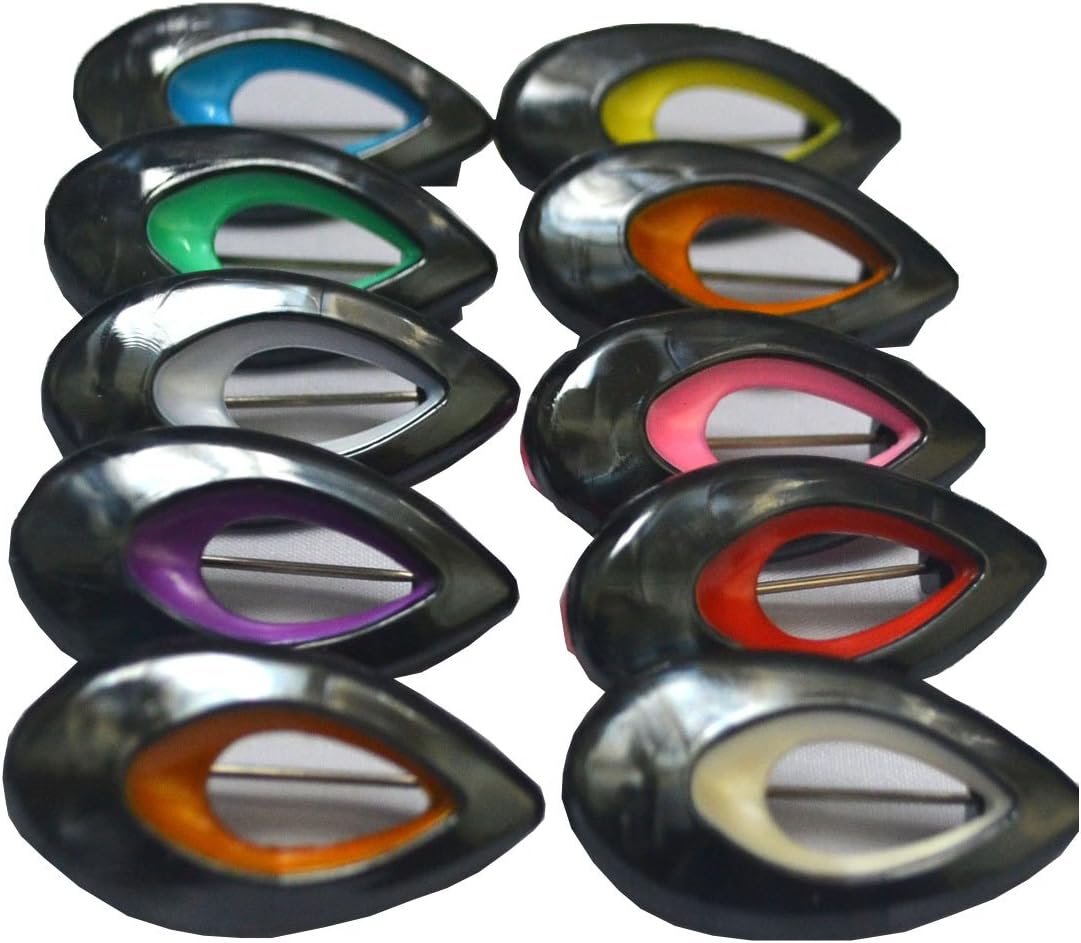 Hayaa Teardrop Hijab Pin (Pat Japan) Set of 10 - Black Jewel Tone Outer