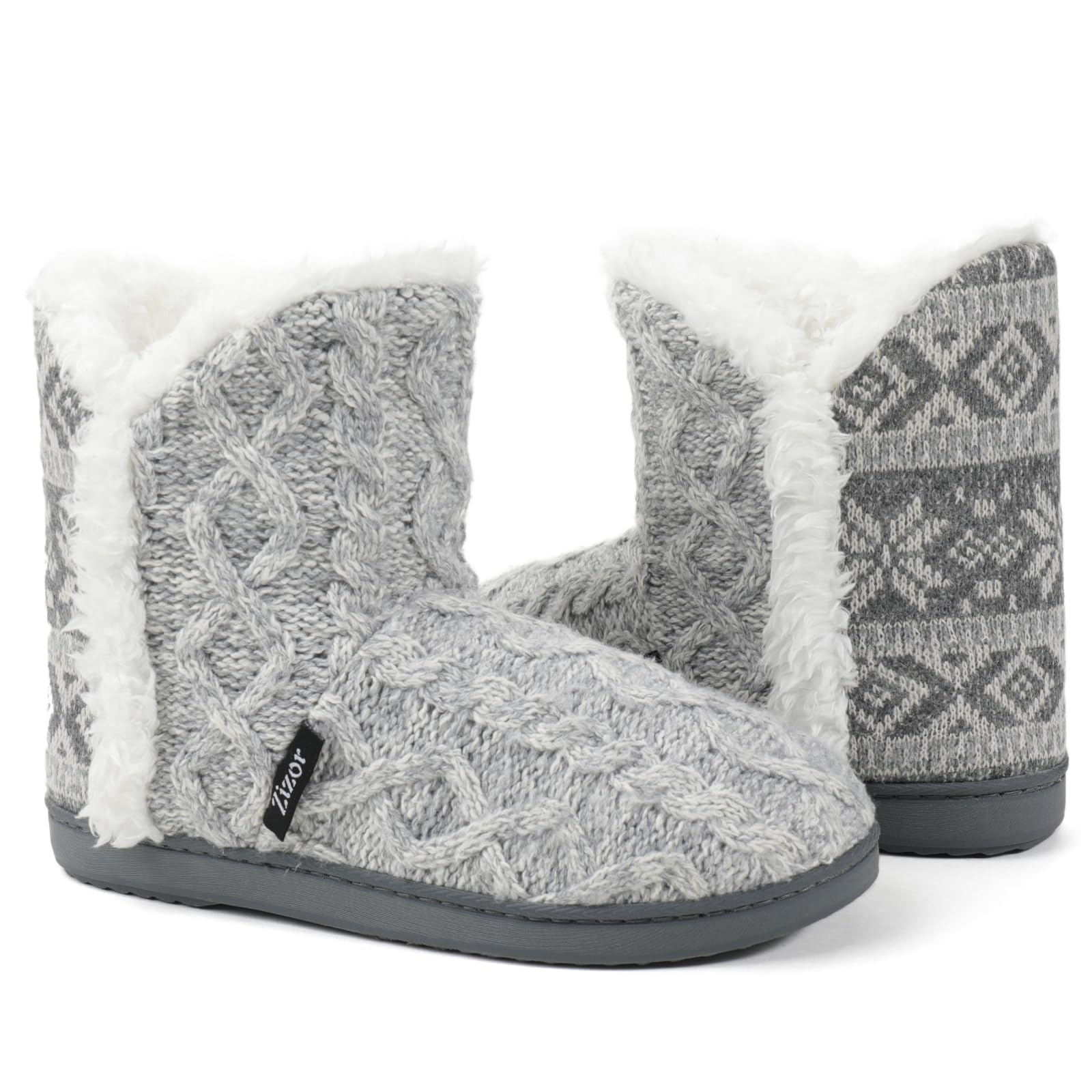 Zizor Jenna, pantofole da donna in maglia, con memory foam, foderate in pelliccia, per interni ed esterni
