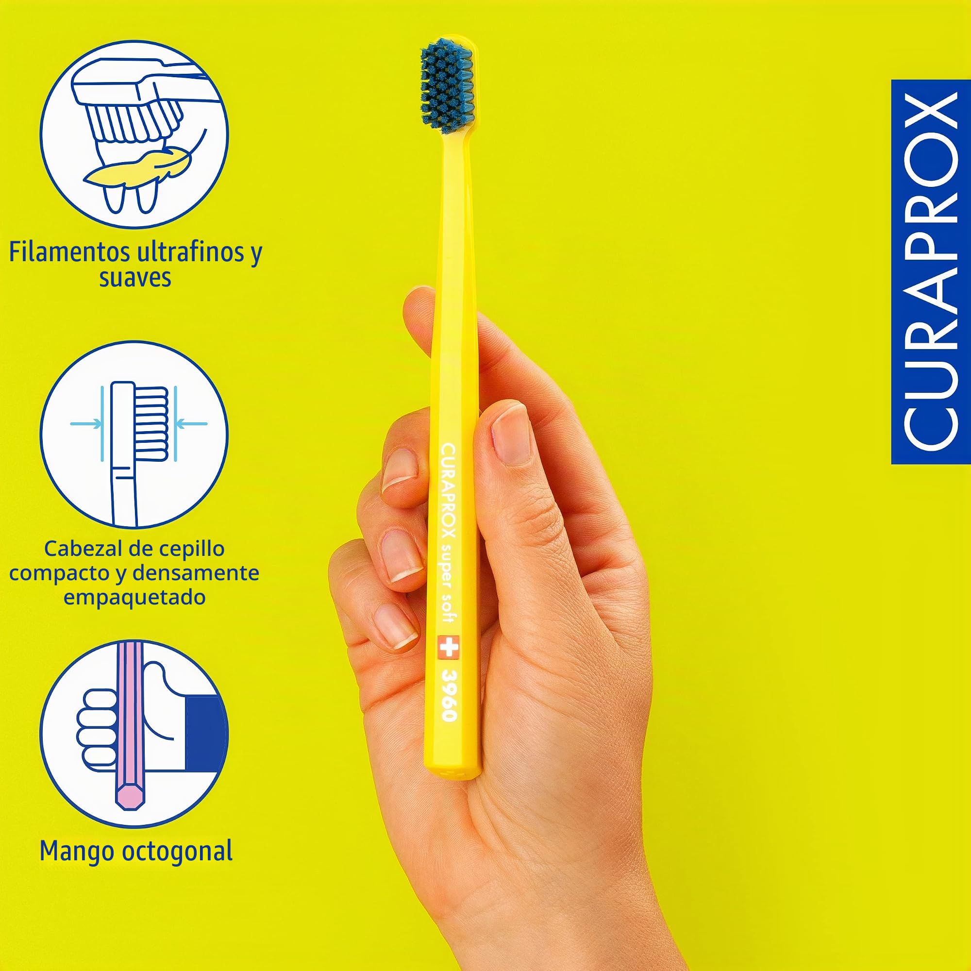 Curaprox 6 x cepillo dental CS 3960 Super Soft - Cepillo dental manual para adultos con cerdas CUREN 3960 Super Soft - 6 piezas, color aleatorio