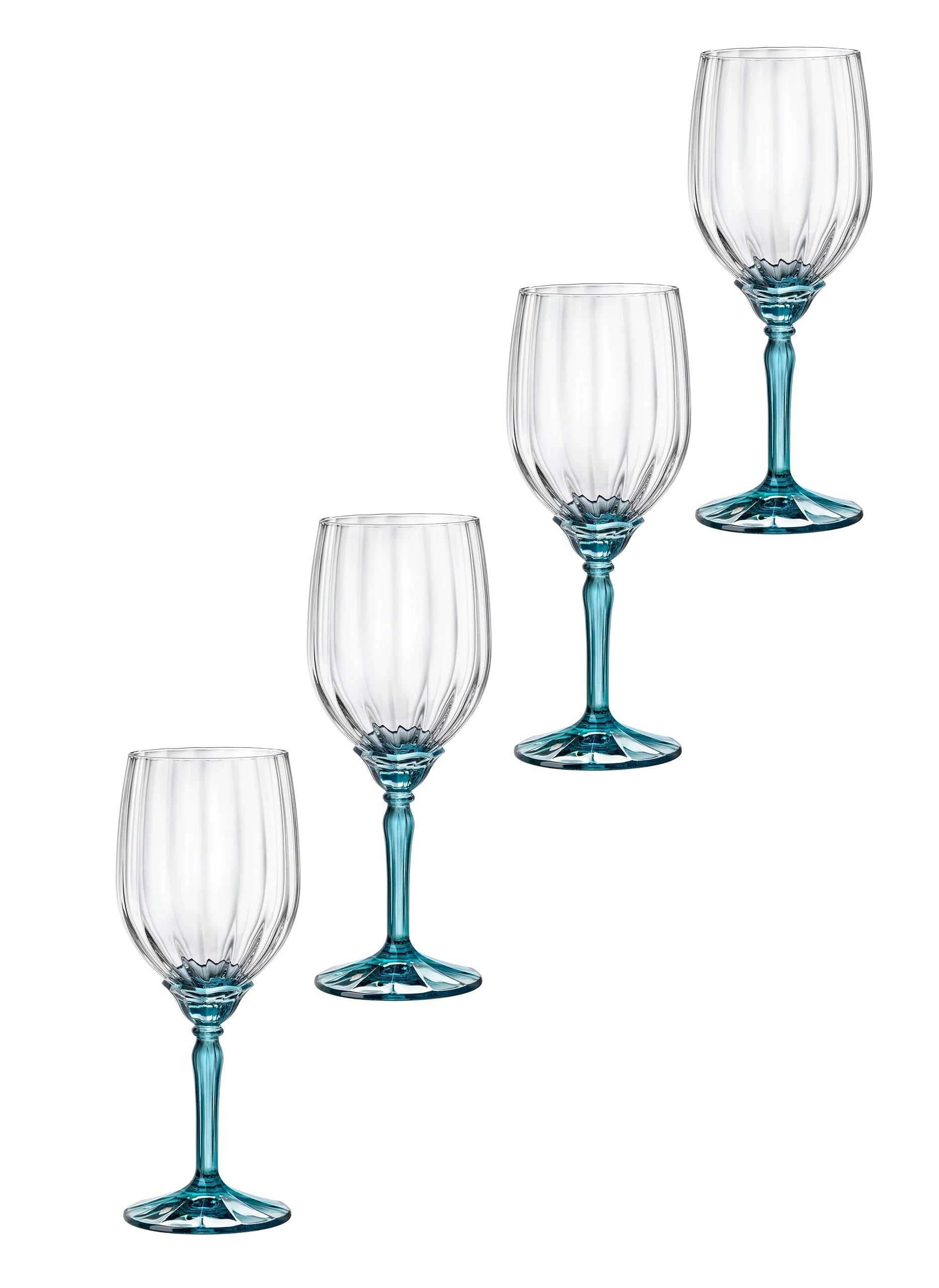 Bormioli Rocco Florian - Copas de vino blanco y spritz, 12.8 onzas, azul claro, juego de 4