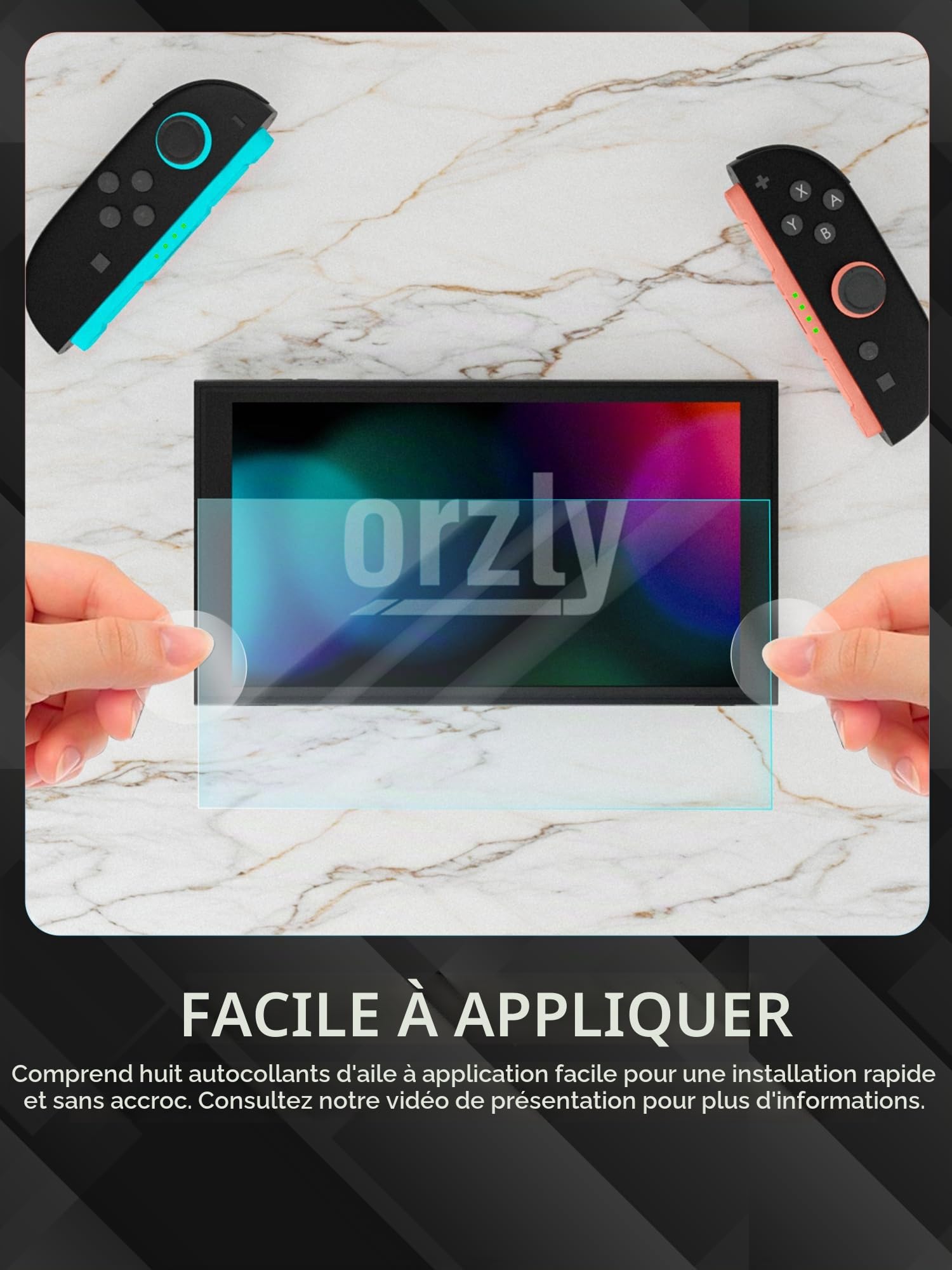 Orzly Lot de 4 protections d'écran en verre trempé compatibles avec Nintendo Switch 2, avec kit d'installation, verre 9H, installation facile en une seule touche, anti-rayures et sans bulles
