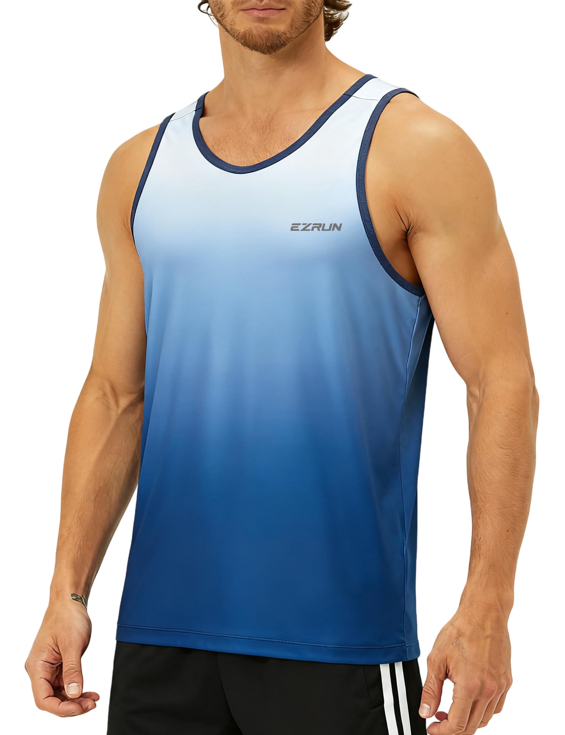 EZRUN Men's Quick Dry Tank Top UPF 50+ Summer Beach Swim Shirts for Gym Workout Athletic Muscle Sleeveless Shirts