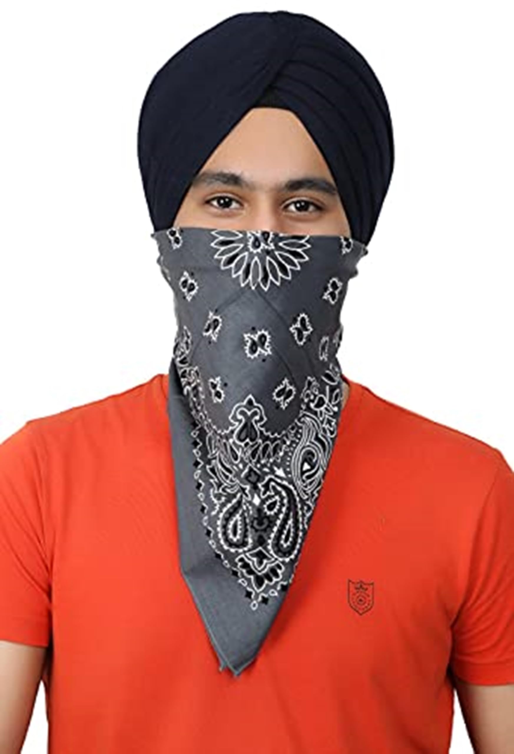 BISMAADH Cotton Novelty Double Sided Print Paisley Cowboy Bandana Scarf Headband Handkerchiefs Pack of 1 (Dark Grey) - Image 2 thumbnail