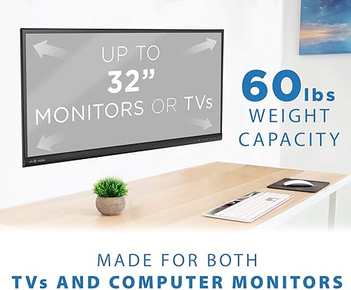 Miniatura 2 de Mount-It! Soporte de pared fijo de perfil bajo para televisores pequeños, para monitores de computadora de 13" a 27", desconexión rápida, capacidad