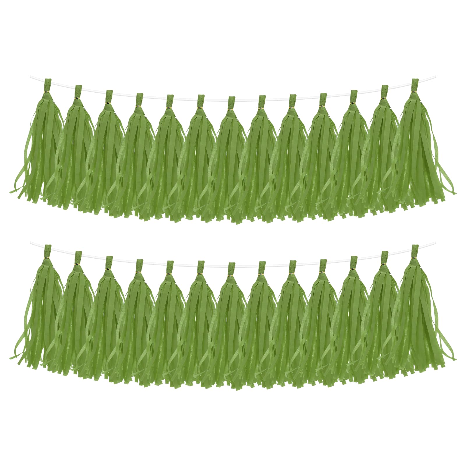 sourcing map 30Pcs Paper Tassels Garland, Tassel Garland Banner with Rope and Tie Wire for Party Decorations Wedding Decorations Football Party Engagement Decor DIY, Green