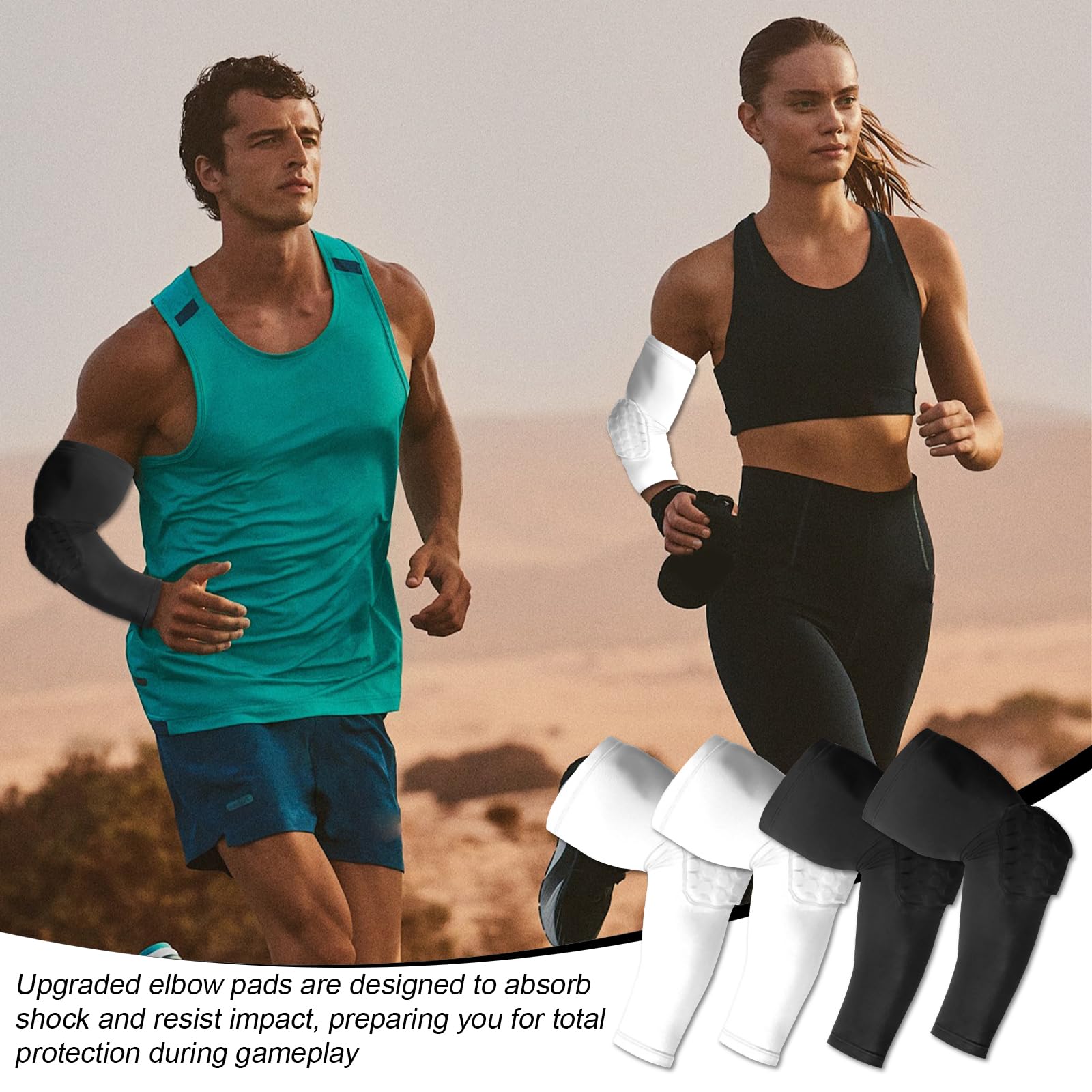 4er-Pack Arm Sleeve Set - Verdickte Armwärmer Ellenbogenschoner, atmungsaktive und elastische Armhülsen mit verbessertem Ellbogenschutz