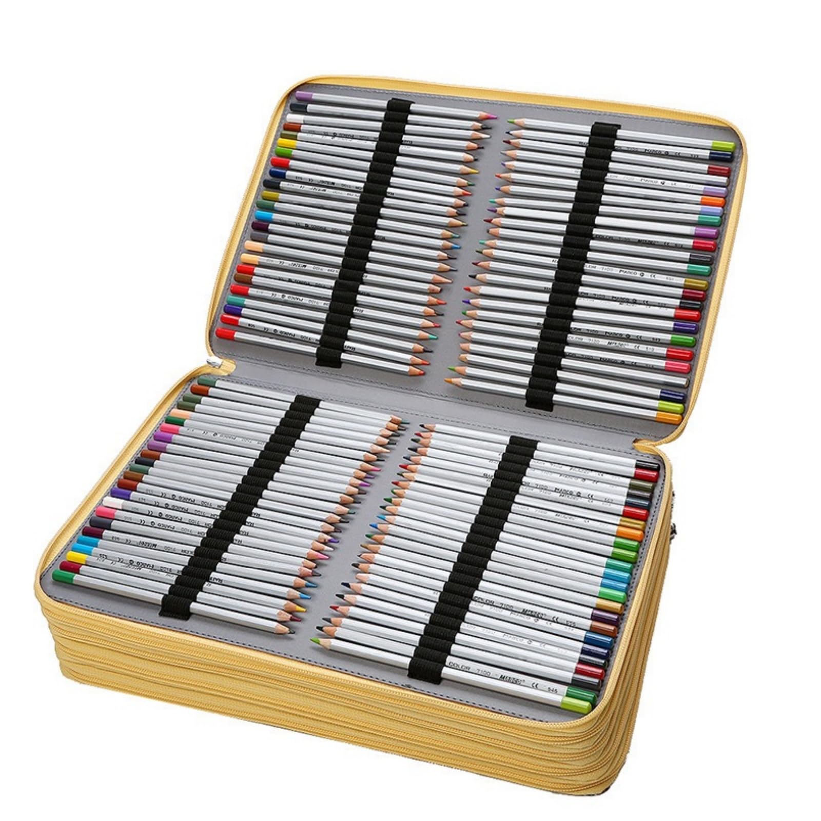 Estuche de lápices de colores genérico, 480 ranuras con cremallera, portalápices, lápices, bolígrafos, rotuladores, para escuela y oficina, con estuche de lápiz, gran capacidad, amarillo, Organizador