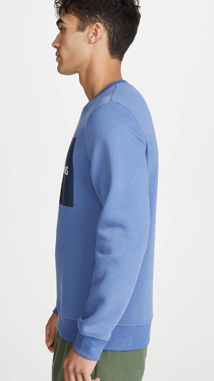 Calvin Klein Men's Monogram Logo Crew Neck Sweatshirt Large Gray Blue