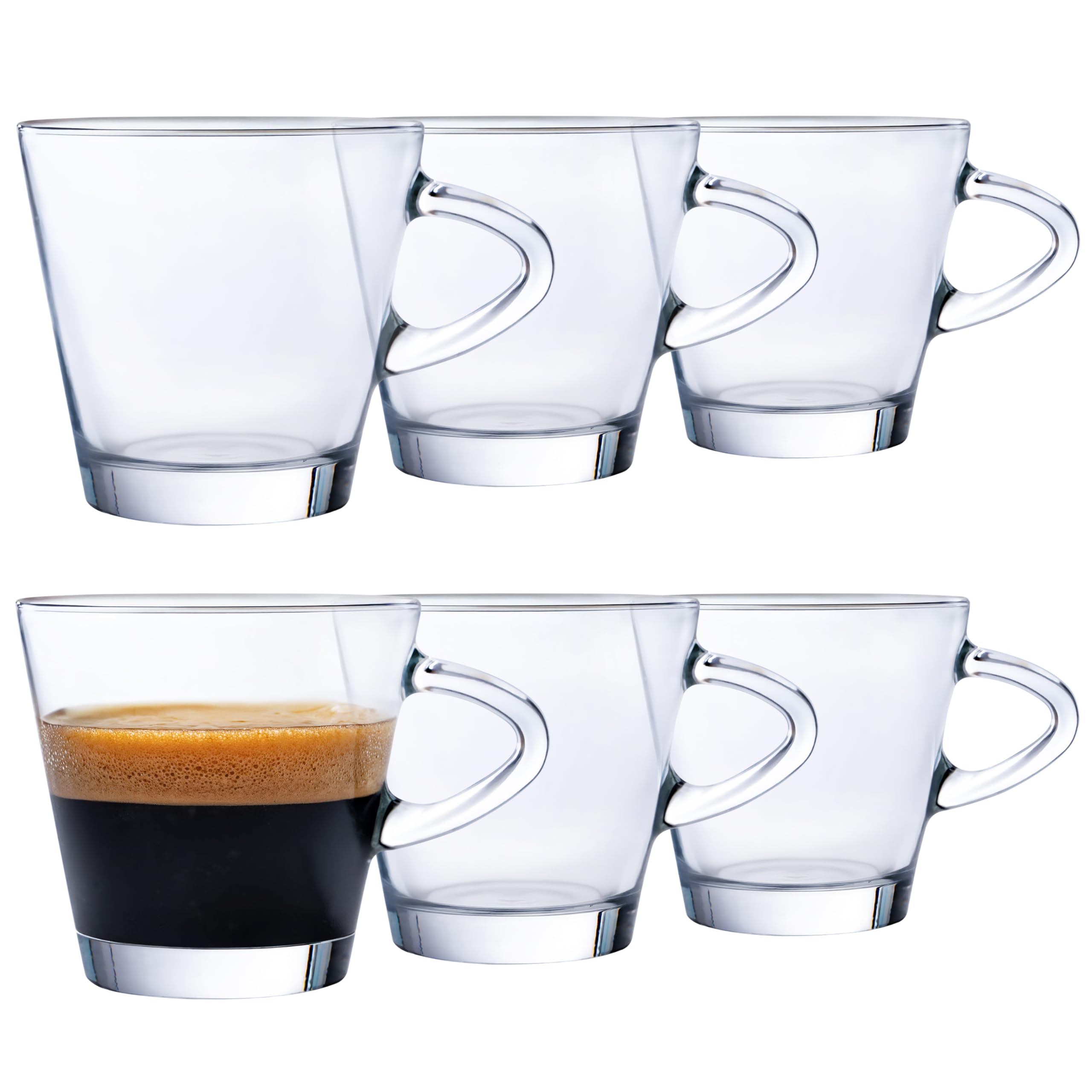 KONZEPT Espressotassen 80 ml, 6er Set, Espressogläser mit Henkel