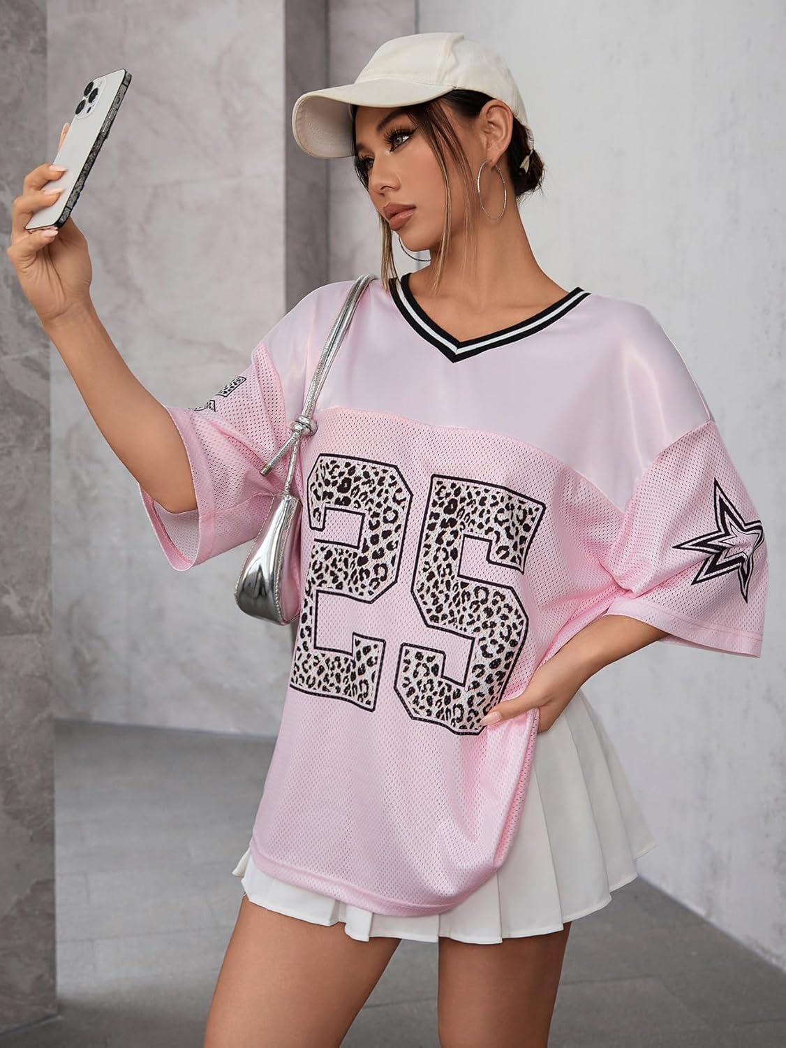 SOLY HUX Jersey Shirts for Women Y2k Graphic Number Oversized Tees V Neck Half Sleeve Cute Soccer Streetwear T Shirt Tops - Image 5