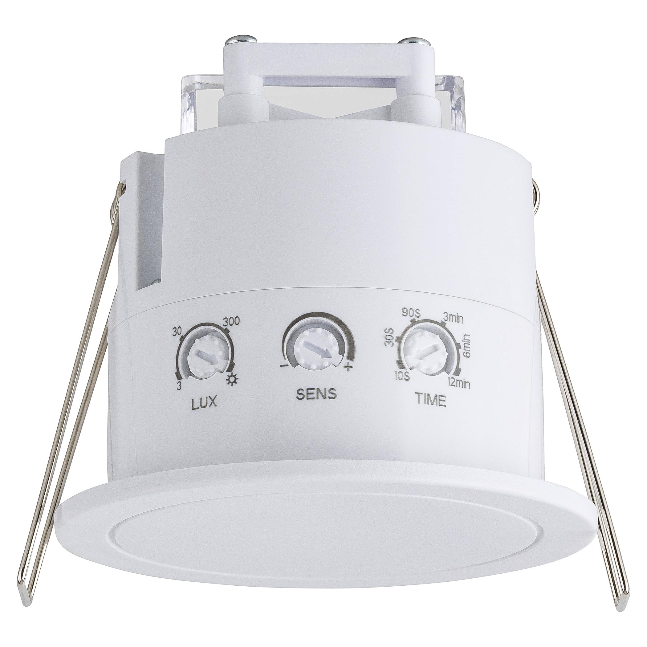 SEBSON Recessed Ceiling Motion Sensor - LED Compatible, Programmable, IP65, Presence Detector 2-6m 360°, 3-Wire, HF Sensor Detects Breathing Movements