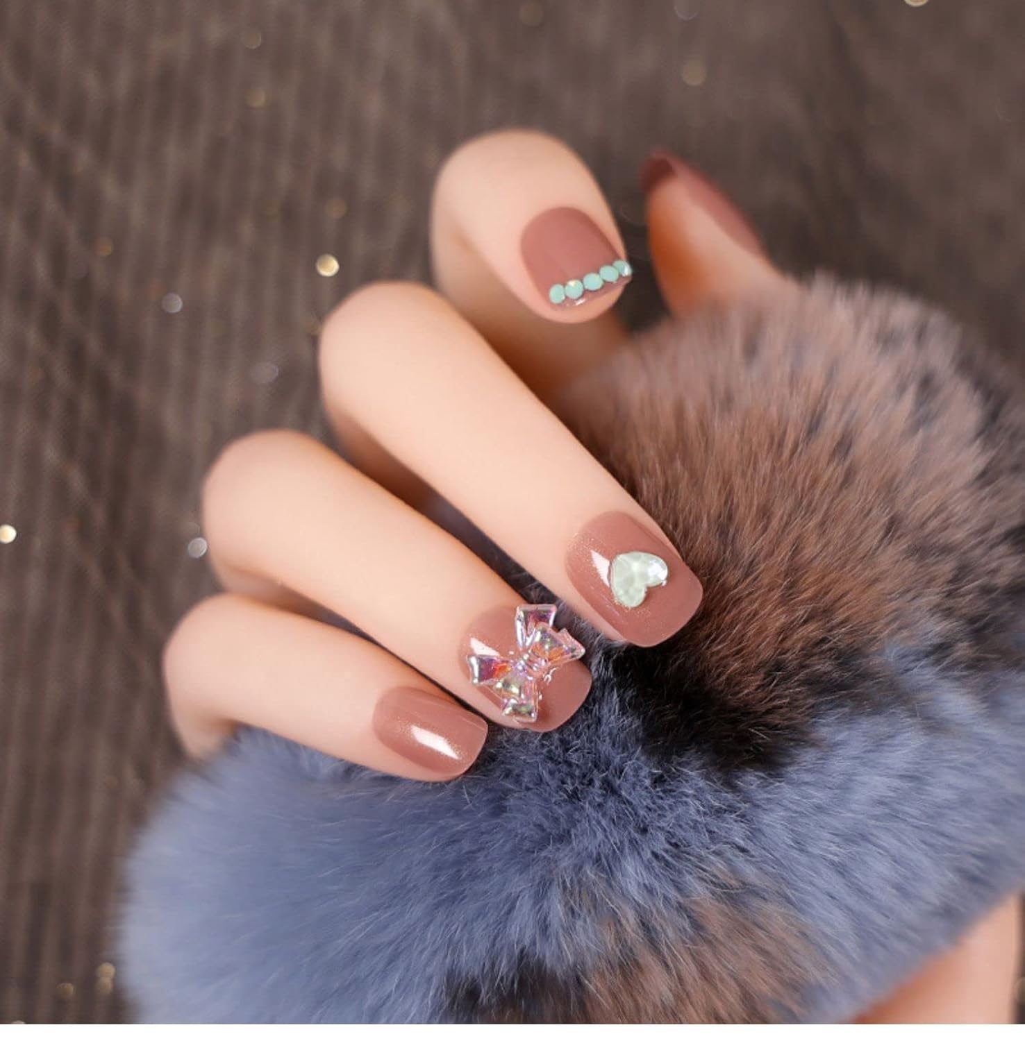 Press Nails False Set Artificial with Design Reusable Short Fake Tips