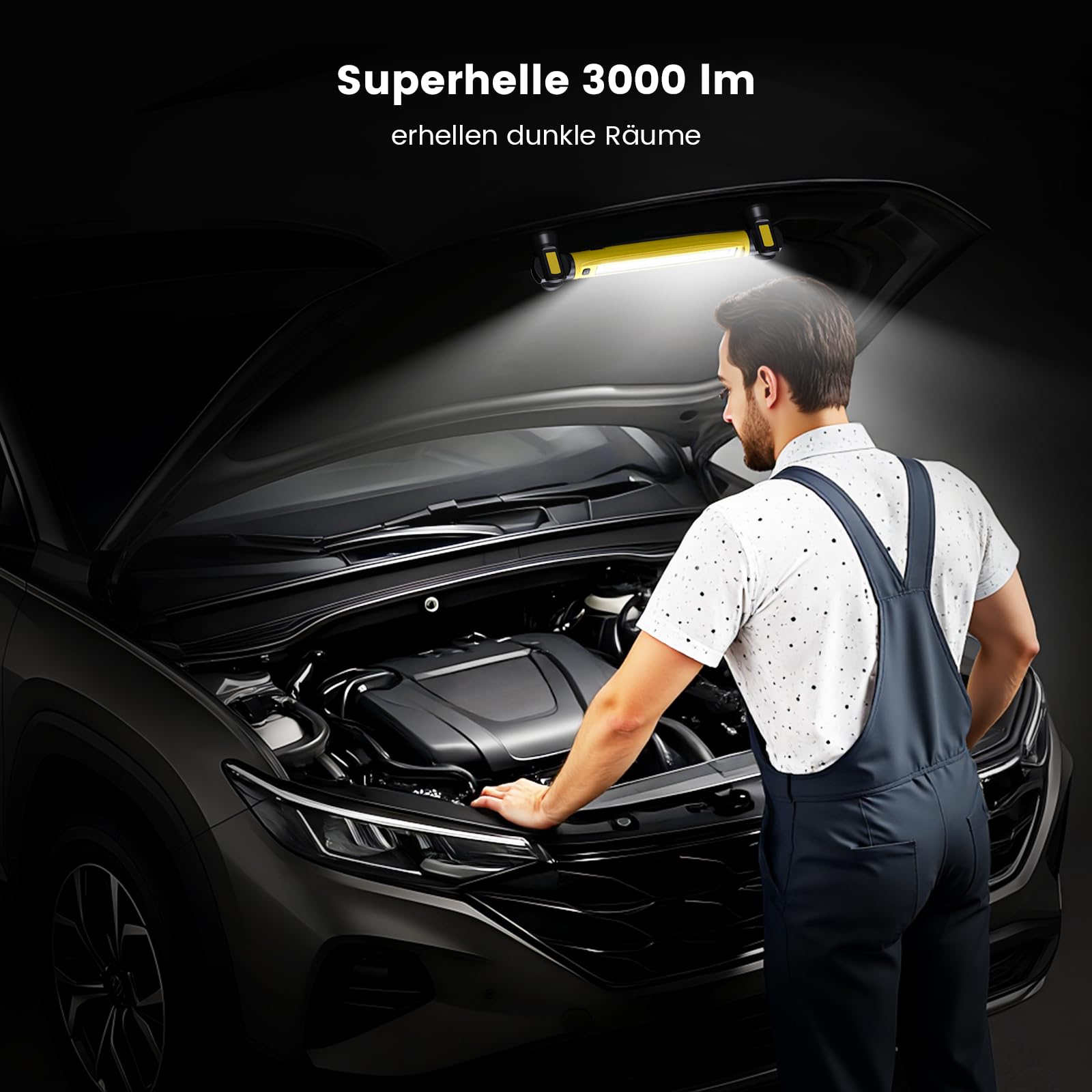 ETOOLAB Luce da lavoro 3000 lm, lampada da officina a LED, gialla