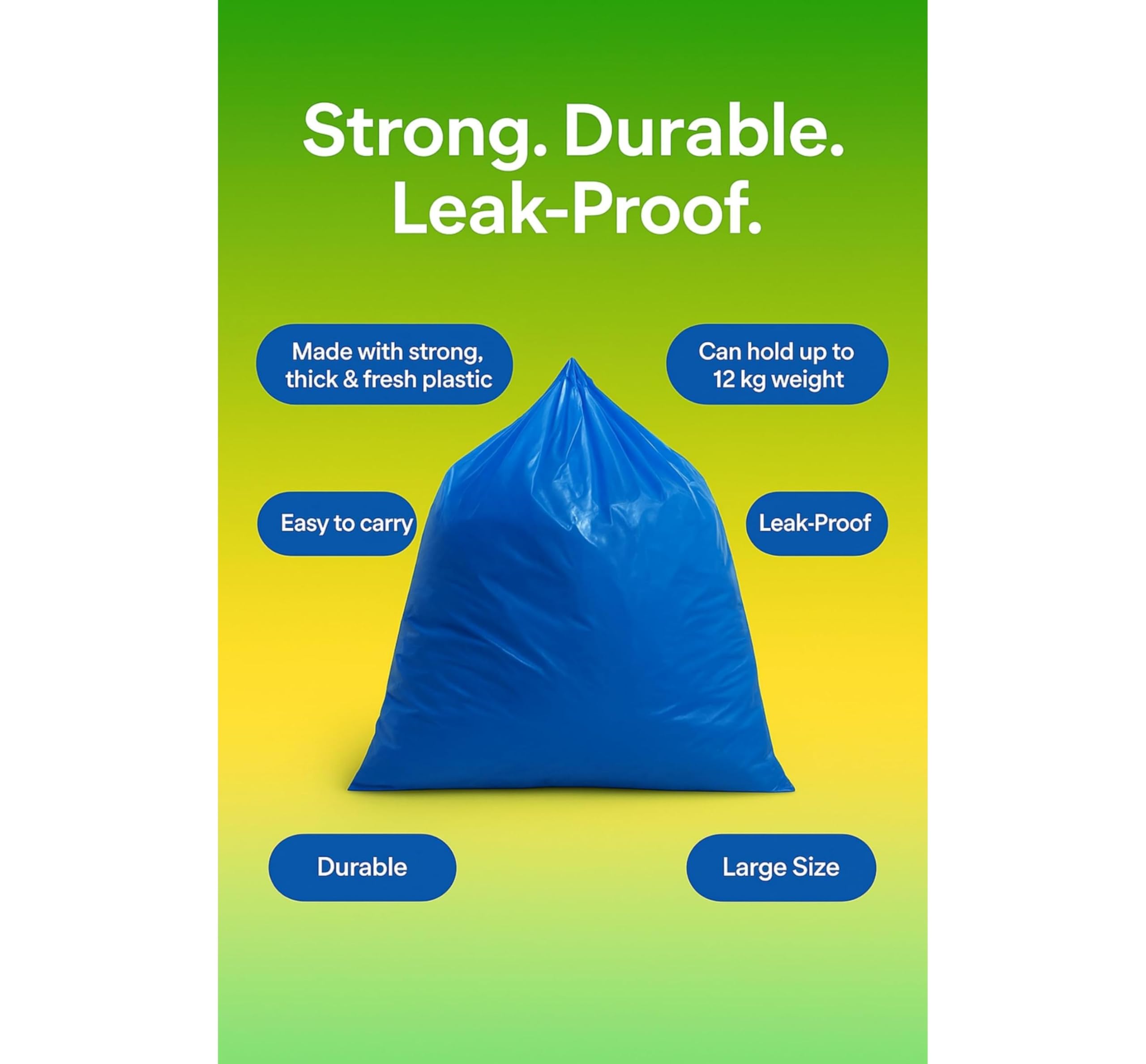 Large Trash Bags - 3 Rolls of 24x32 Blue Bags -5