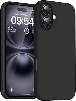 Ehr. iPhone 16 ile Uyumlu Lansman Kılıf, İçi Kadife Silikon, Kamera Çıkıntılı Koruyucu, Leke Tutmaz ve Darbe Emici Şık Kapak (Siyah, iPhone 16)