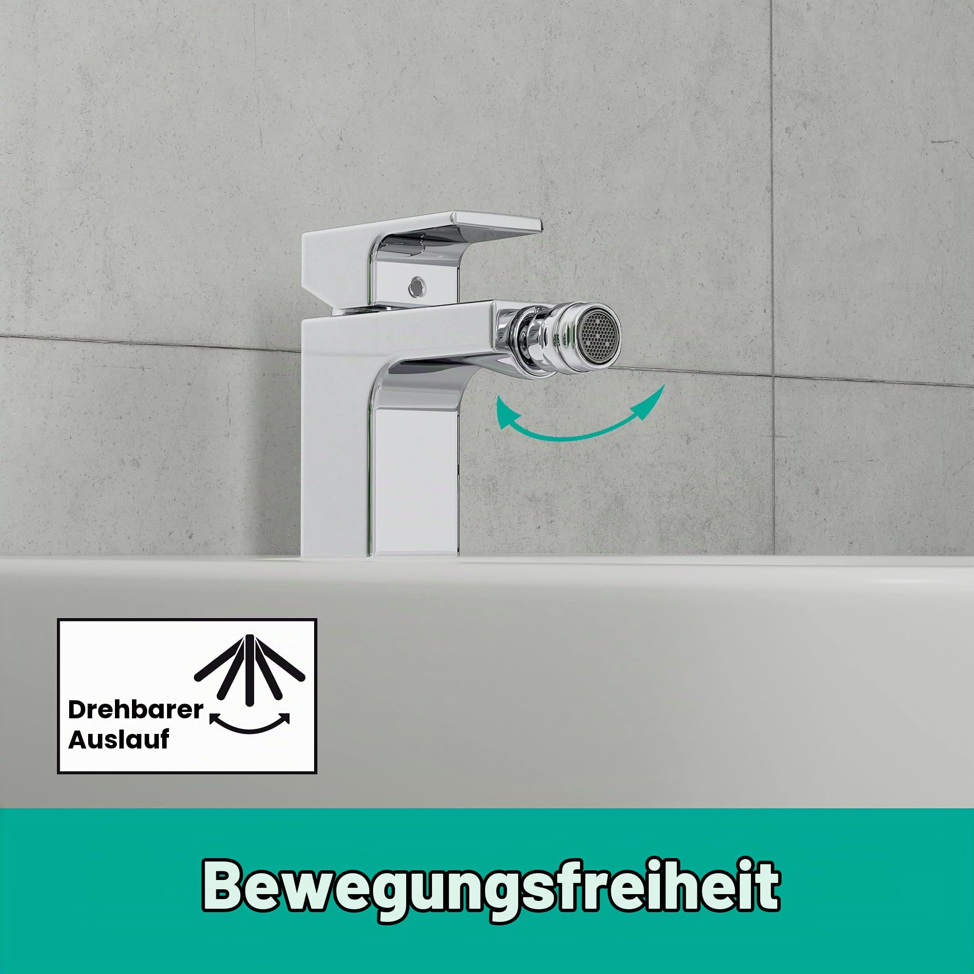 hansgrohe Einhebel-Bidetmischer Vernis Shape, Bidetarmatur mit Zugstange, wassersparend, Chrom