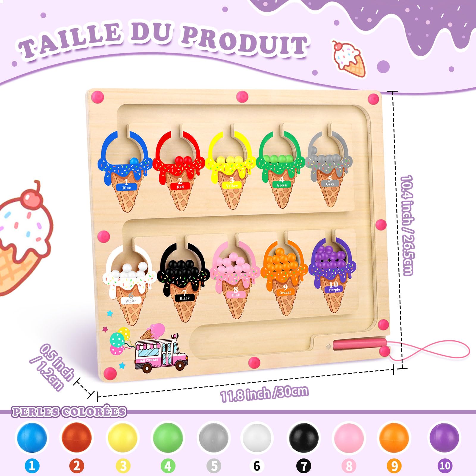 Cadeau Jouet Jeux Fille 3 4 ans Jouets Montessori Enfants Labyrinthe Magnétique de Couleurs Et De Chiffres Jouets de Triage des Couleurs Jeux Jeu Jouet Cadeau Enfant Educatif Montessori 3 4 ans