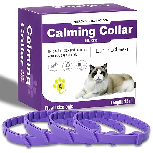 Calming Collar for Cats，Pheromone Cat Calming Collar Cat Anxiety Relief & Stress，Natural Ingredients Pheromones Rapid Effect Adjustable Waterproof