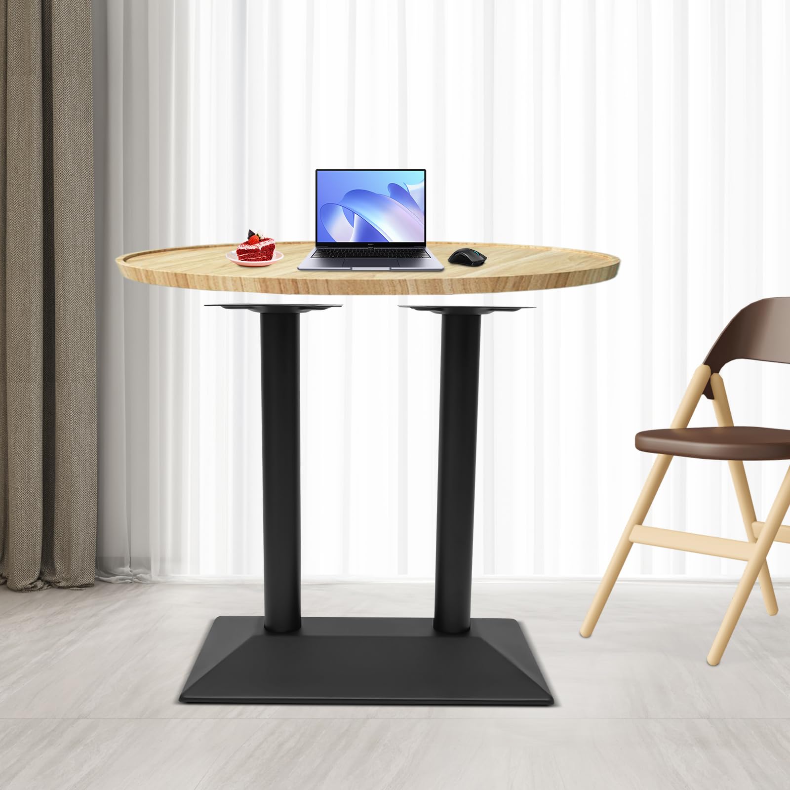 Marco de mesa doble, 72 cm, acero, compatible con gastro, con 4 tornillos de nivelación, revestimiento de polvo negro (base de 70 x 40 cm), para restaurantes, oficinas, hogares