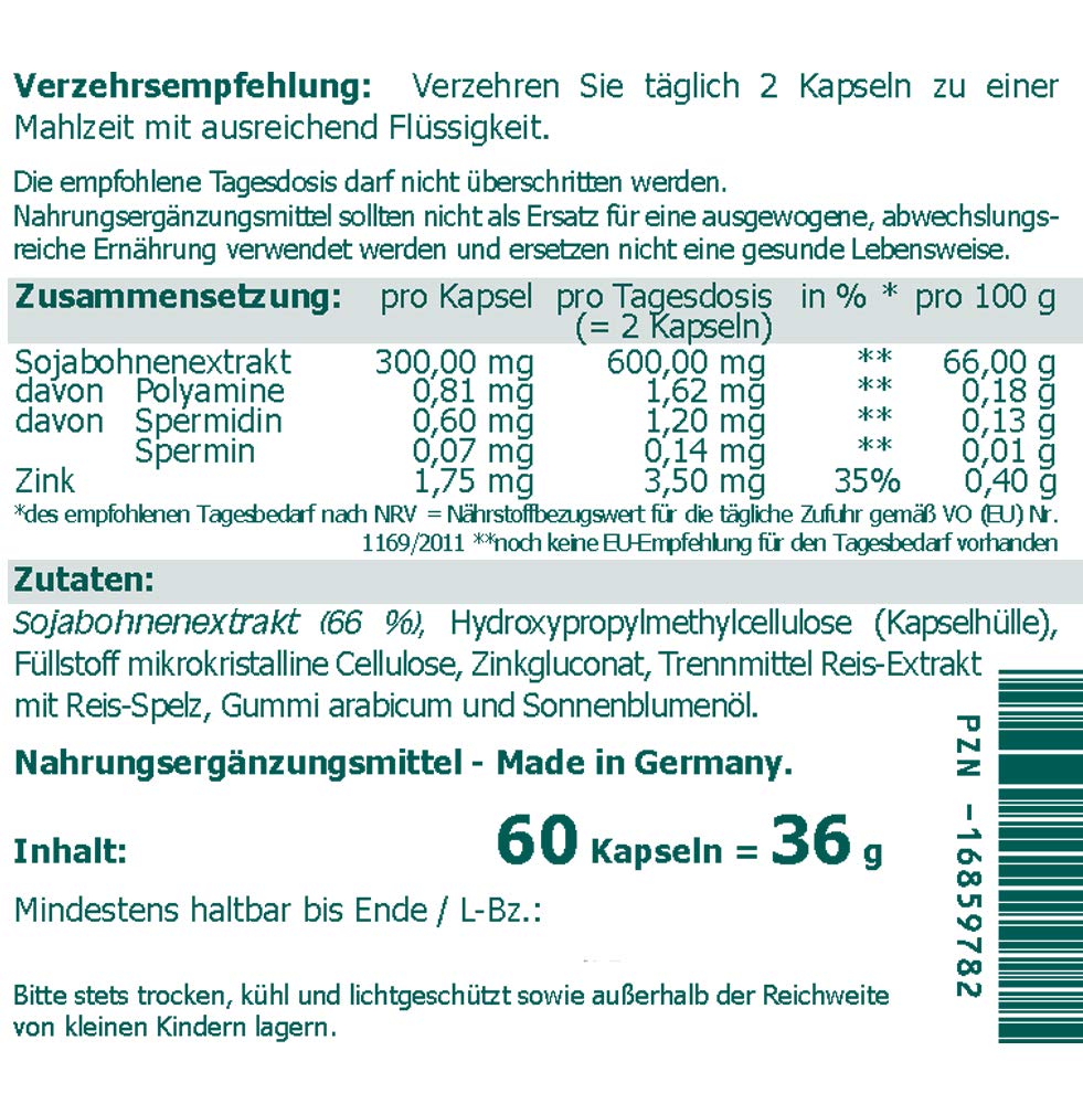 Spermidin plus vegane Kapseln 60 Stk. mit Zink