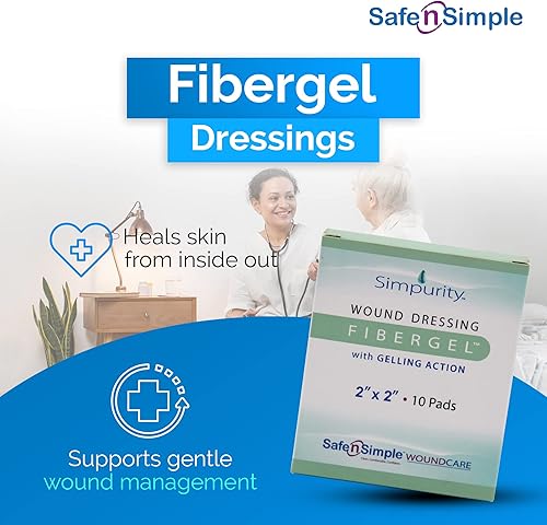Miniatura 2 de Simpurity - Apósito de fibra de vidrio de alginato de calcio de 4 x 5 pulgadas con acción gelificante Apósito para el cuidado de heridas absorbente