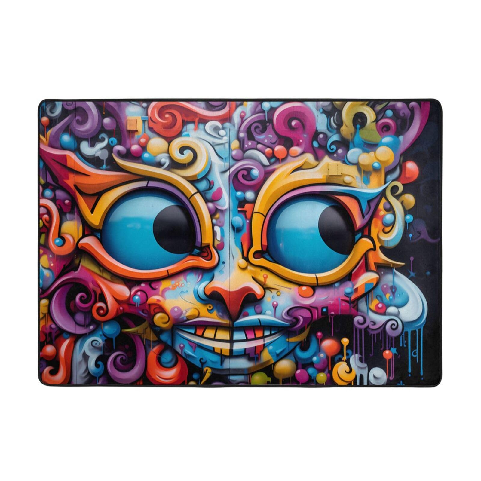 Tapis de sol salon chat doodle en flanelle 203x147 cm pour réchauffer votre chambre