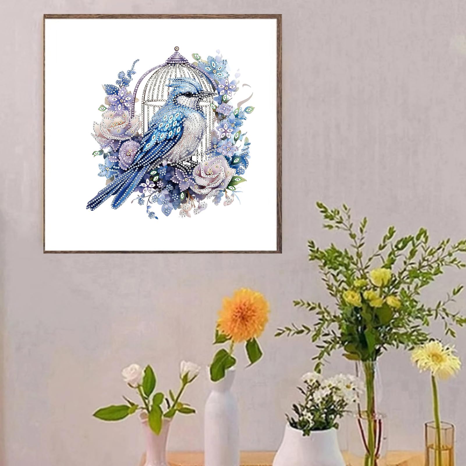 鳥と花のアート作品　貴石画　宝石画 Yahoo!オークション - 貴石画 宝石画 額装 鳥 石 天然石 石絵 アート