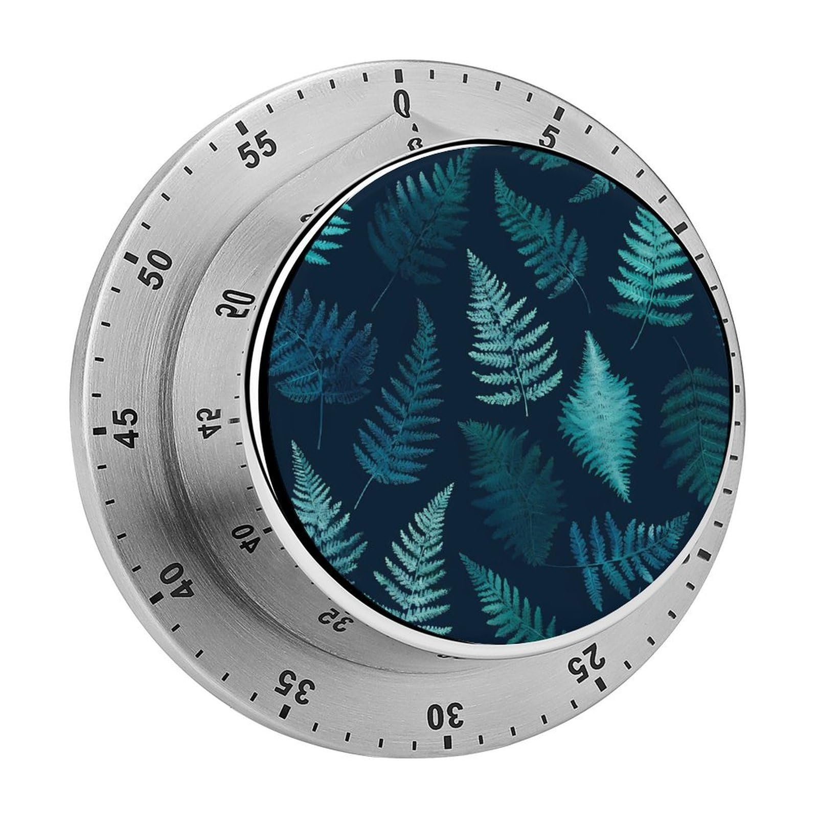 Ferns Leaves Pattern Mechanical Timer with Alarm for Kitchen Cooking Productivity Stainless Steel Timers