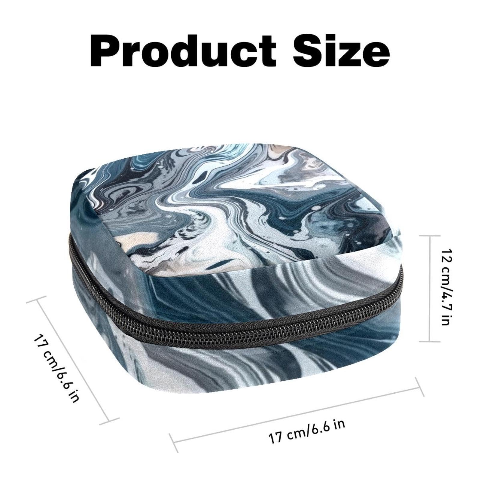 Period Bags for School, Sanitary Napkin Storage Bag for Feminine Pads, Flow Marble Blue Ladies Menstrual Cup Pouch Sanitary Pads Organizer