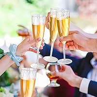 Vista 4 de 48 copas de champán de plástico de 6 onzas, vasos de champán de plástico desechables duros, copas de vino de boda, copas de mimosa para beber