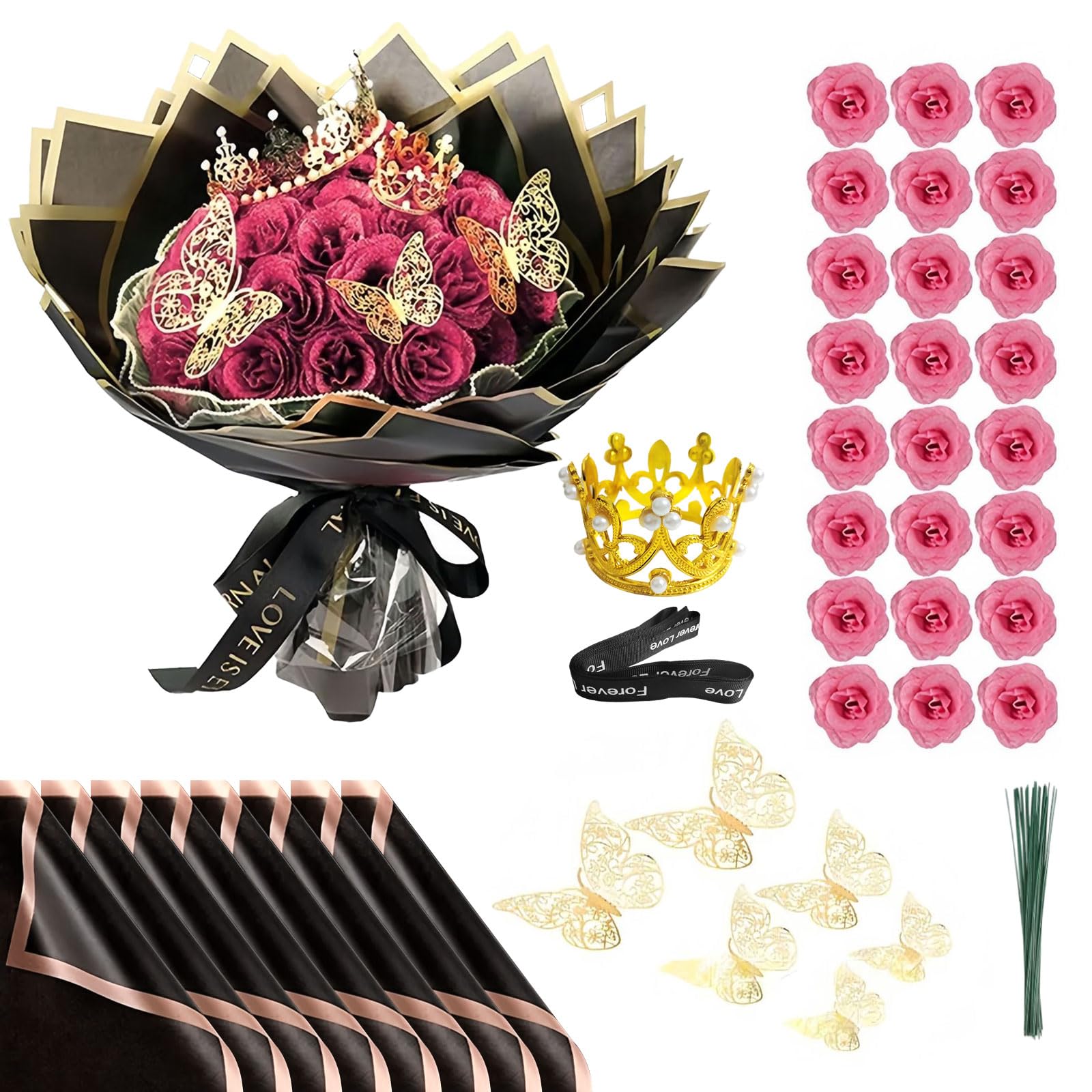 Rosas con purpurina rosa claro para decorar mesas de bodas y aniversarios románticos