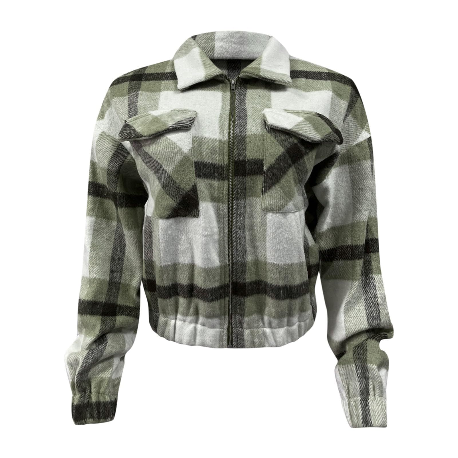 Chaqueta Mujer Invierno Abrigos De Cazadora Forro Polar，Chaqueta polar mujer con cremallera diseño corto a cuadros abrigo para invierno chaqueta acogedor de otoño informal y versátil con bolsillo