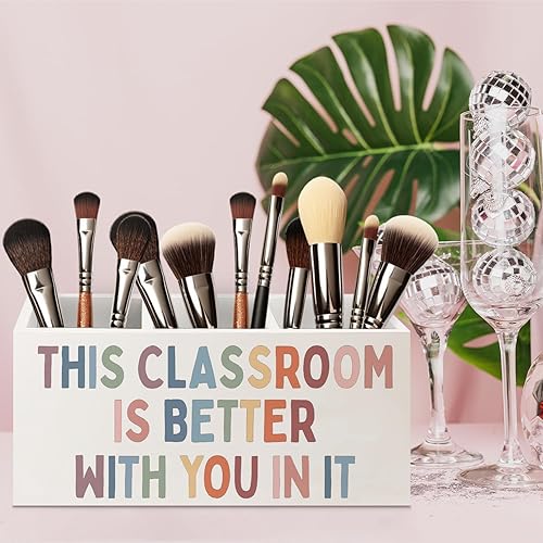 Miniatura 2 de Soporte de lápiz de madera bohemio para aula, accesorios de escritorio, suministros de regreso a clases para estudiantes, niños, niñas, profesores,