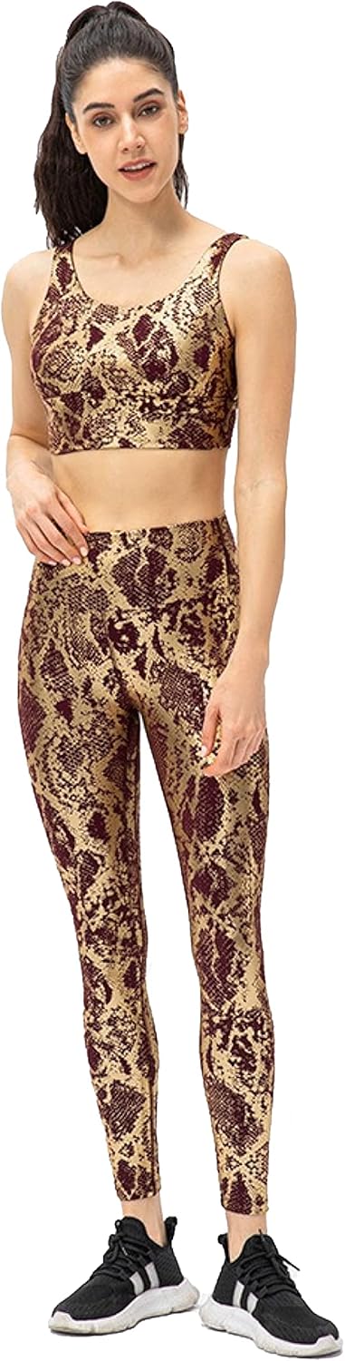 Women 2 Piece Workout Outfits Sports Bra Seamless Leggings Yoga Gym Activewear Set