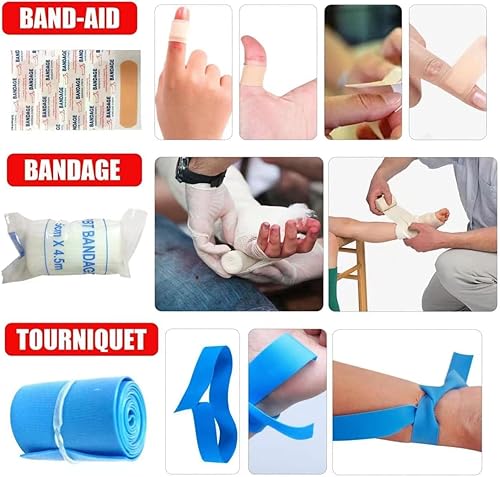 Miniatura 4 de Kit de primeros auxilios pequeño de 94 piezas preparado para emergencias, hogar, campamento, viajes, deportes, oficina, al aire libre, automóvil,