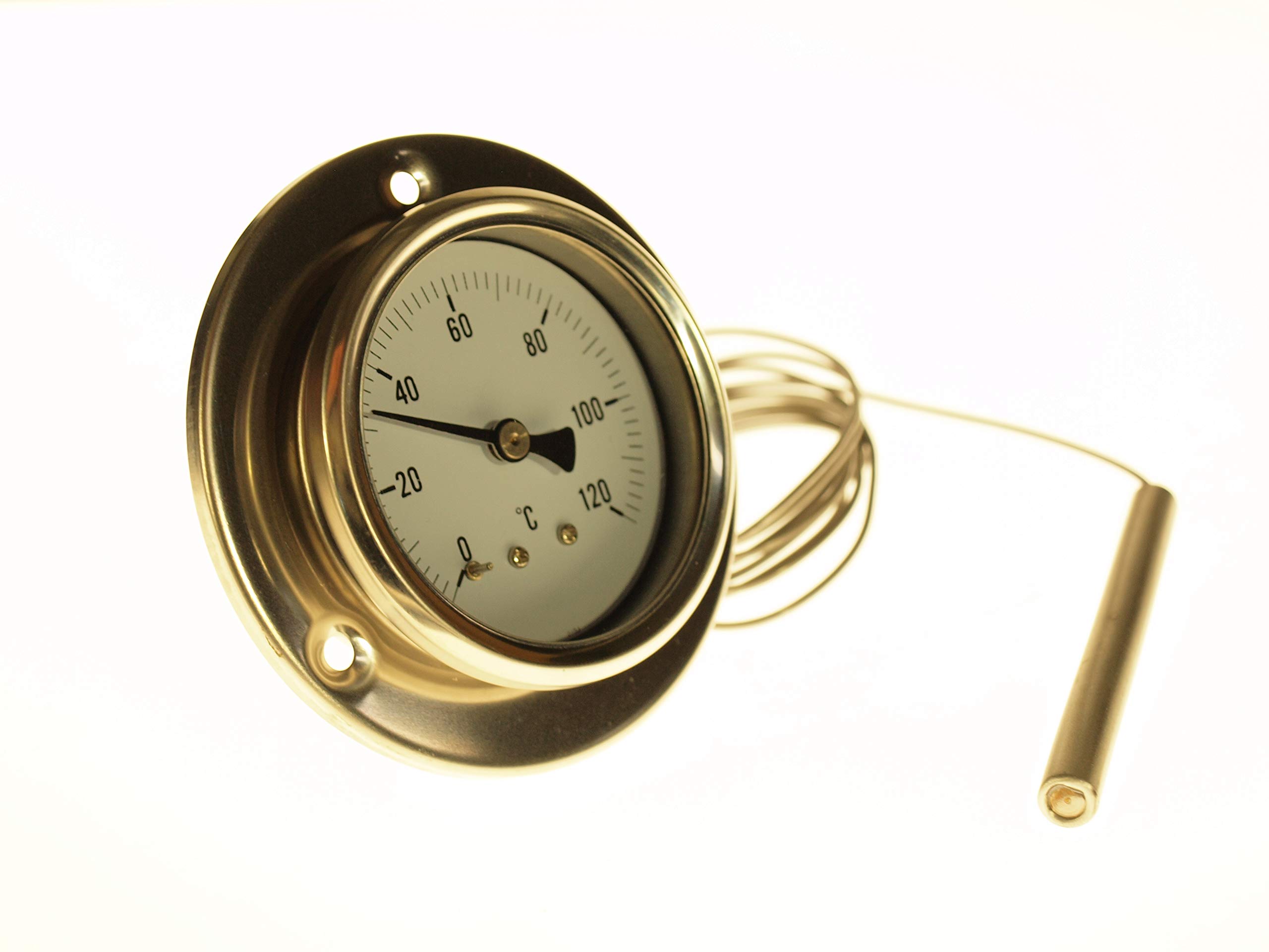 Termometro a capillare TTK2440 (0-120° C) Display della temperatura con sensore da 1,5 m Diametro 60mm Connessione dal retro Termometro con flangia frontale
