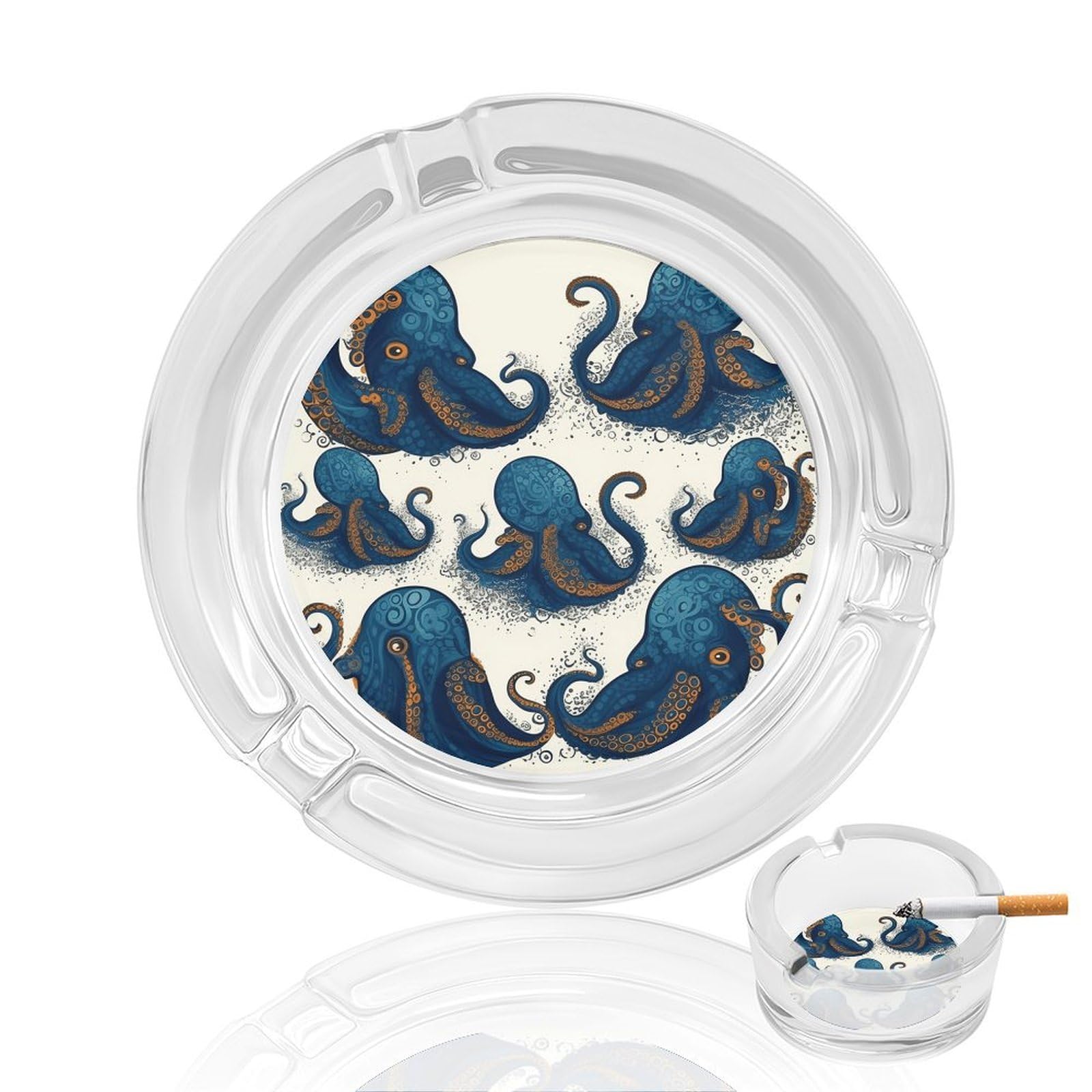 Tentacles Octopus Ashtray, Modern Crystal Glass Ash Tray Cigarettes Ashtray Holder Home Office Desktop Tabletop Decoration,Crystal Clear (4.8")