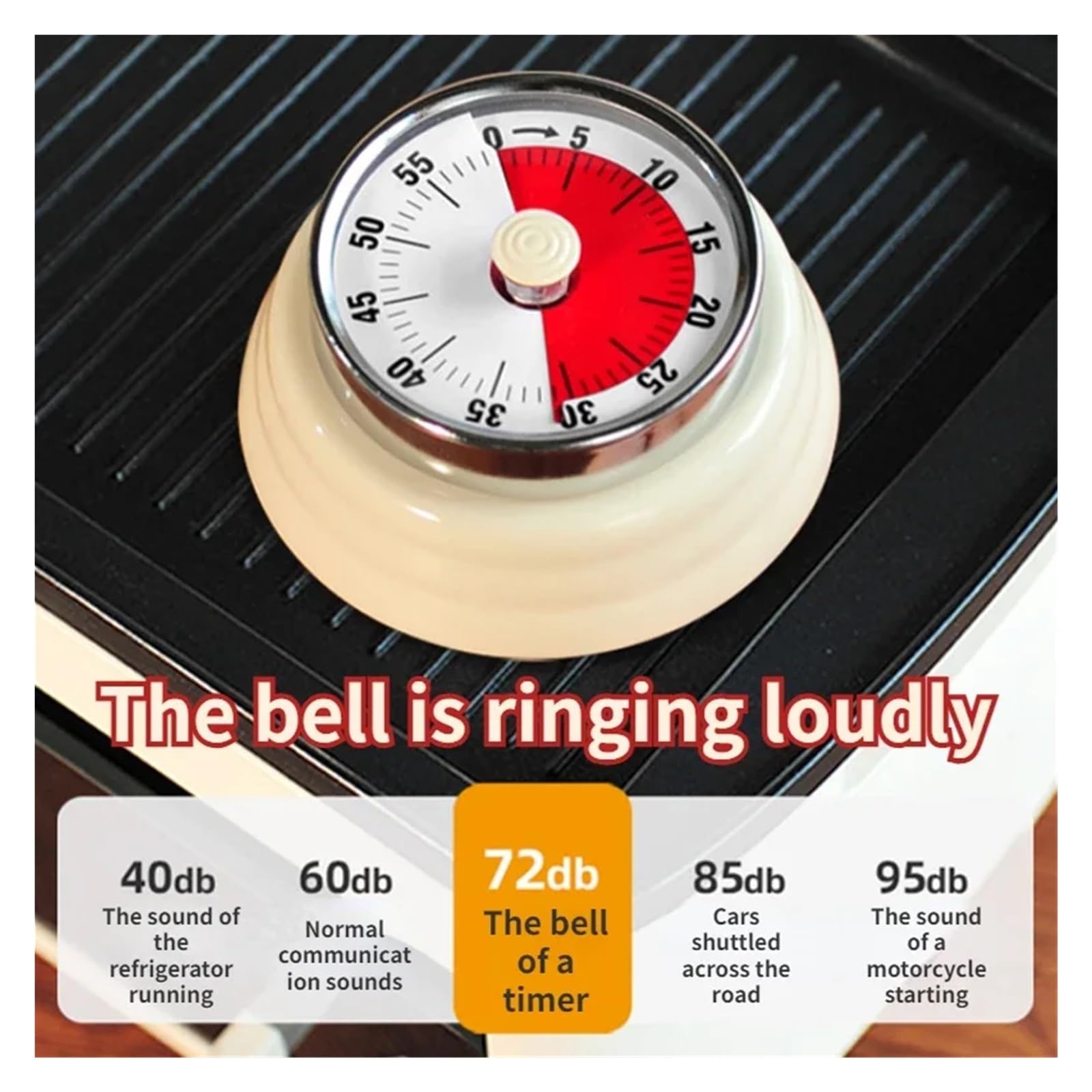 minutnik, Kitchen Timer Mechanical Reminder Round Time Alarm Clock Countdown Magnetic Suction Visualization(Yellow)