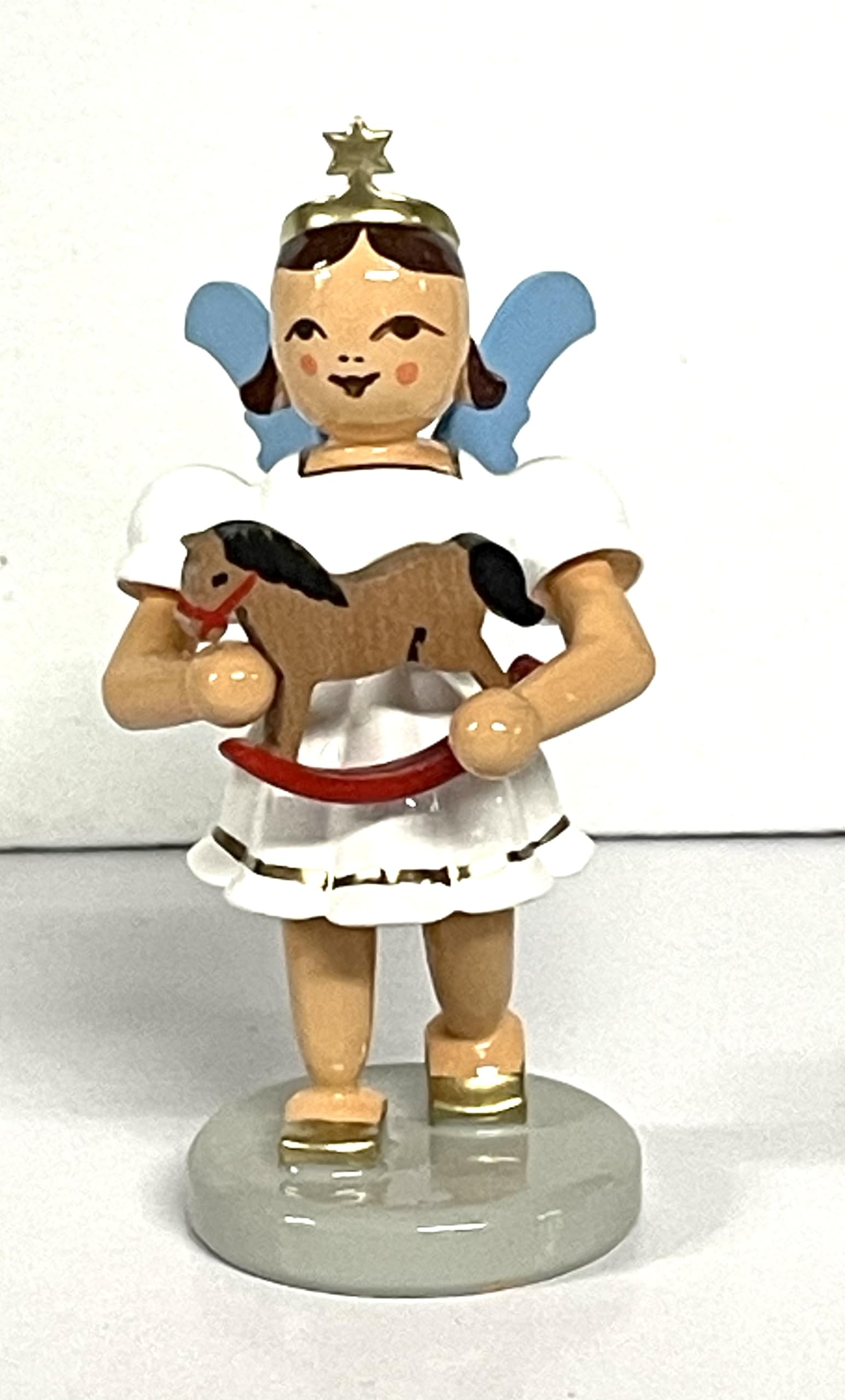 Ange jupe courte Blank Kunsthandwerk avec cavalier statuette souvenir enfance