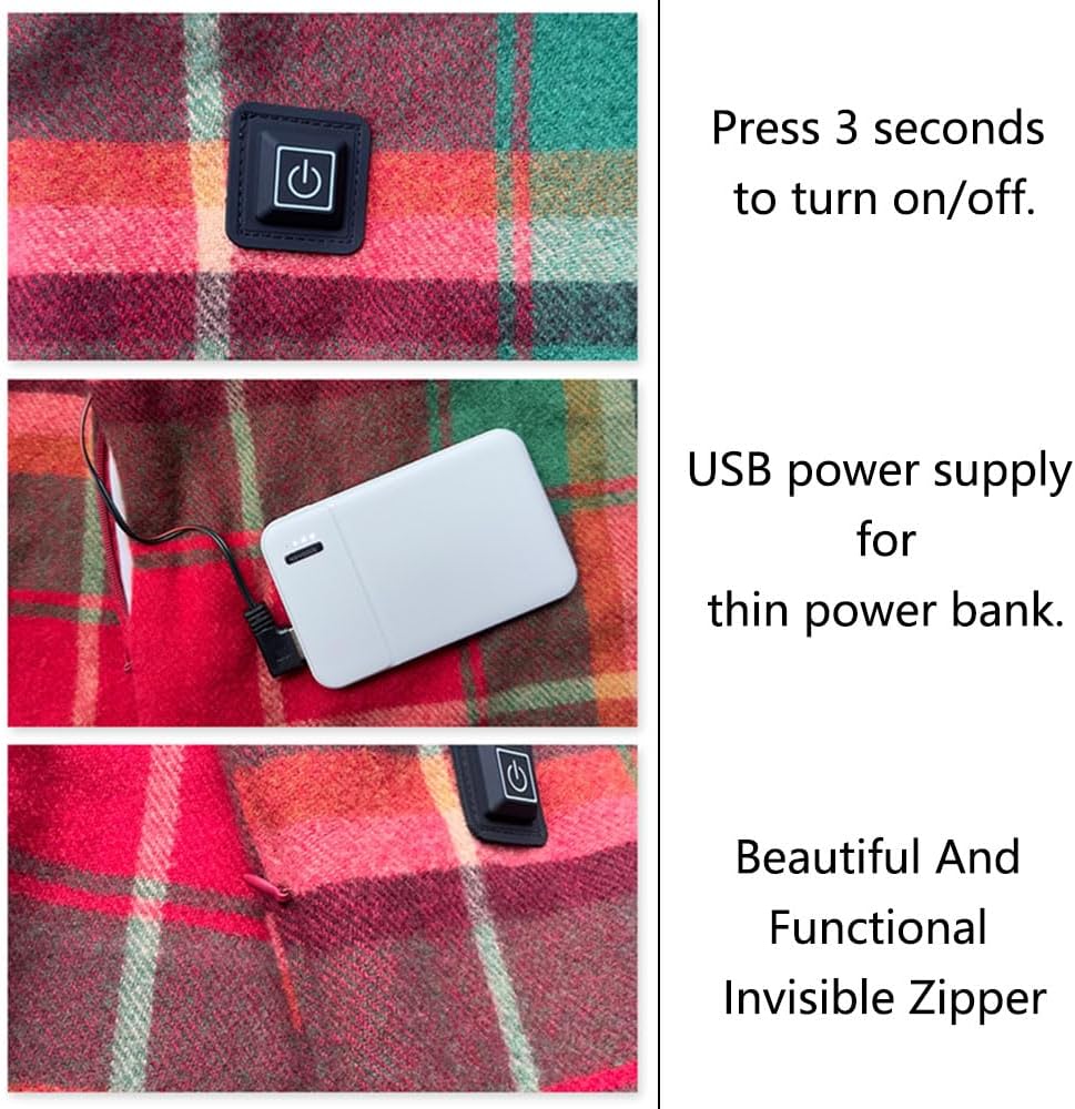 Heated Scarf Electric Heating Pads Neck Warmer, 3 Heating Levels Control, Winter Warming Scarf Unisex Gifts