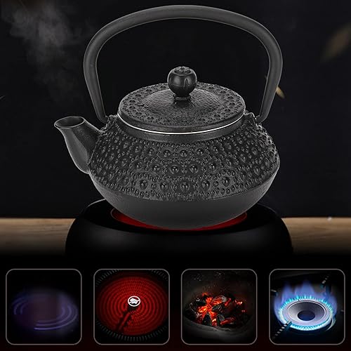 Miniatura 6 de Olla de té de 0.3 L, olla de té de hierro fundido, tipo gota de rinddrop, juego de caldera para casa de té, adornos de restaurante con colador