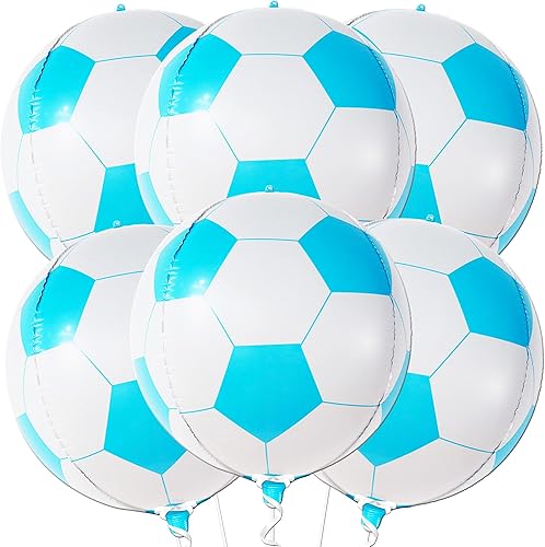 Globos de fútbol azules de 22 pulgadas, paquete de 6, globos de balón de fútbol azules Mylar  Pelota de fútbol de revelación de género  Decoraciones