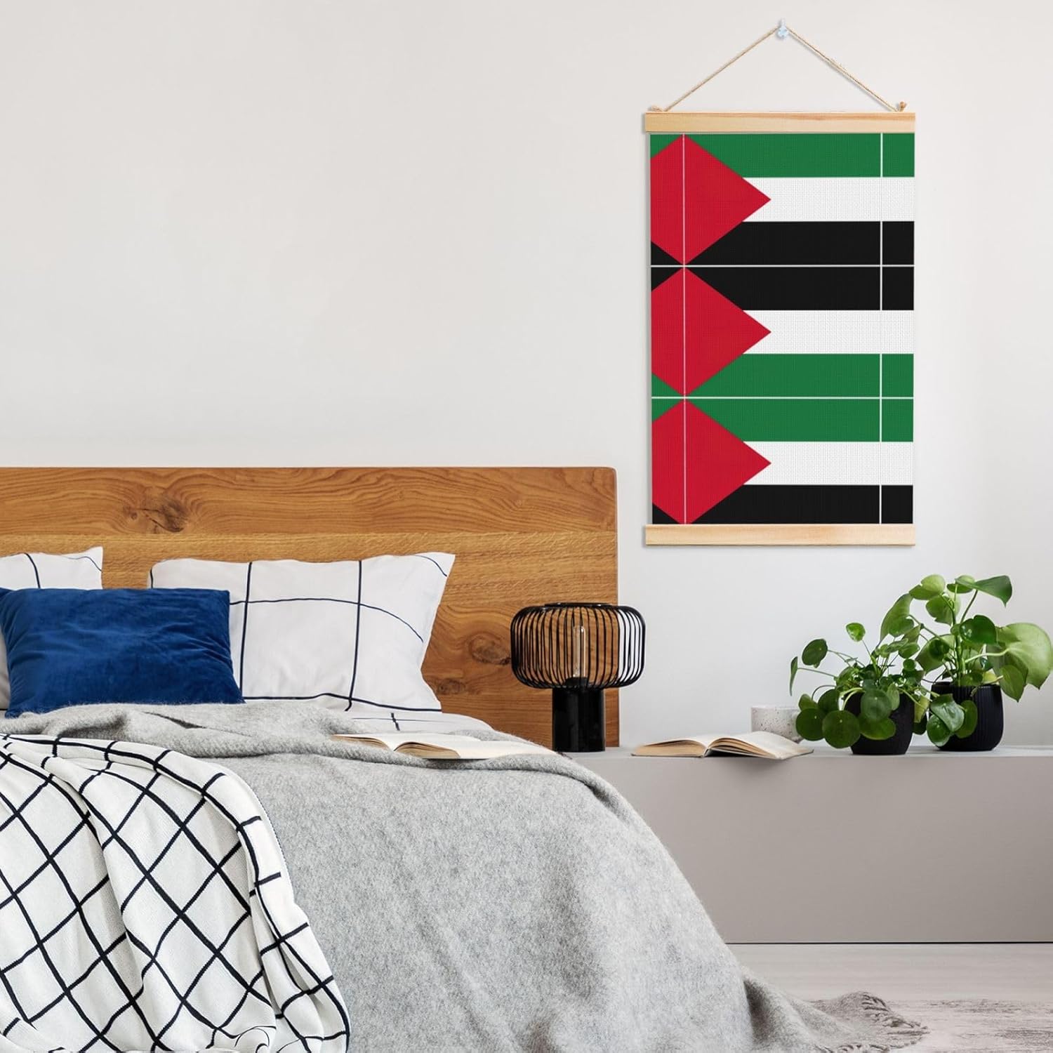Palestine Flag Print Poster Hanger,Hanging Poster, Poster Frame,Wood Poster Hanger, For Wall Hanging