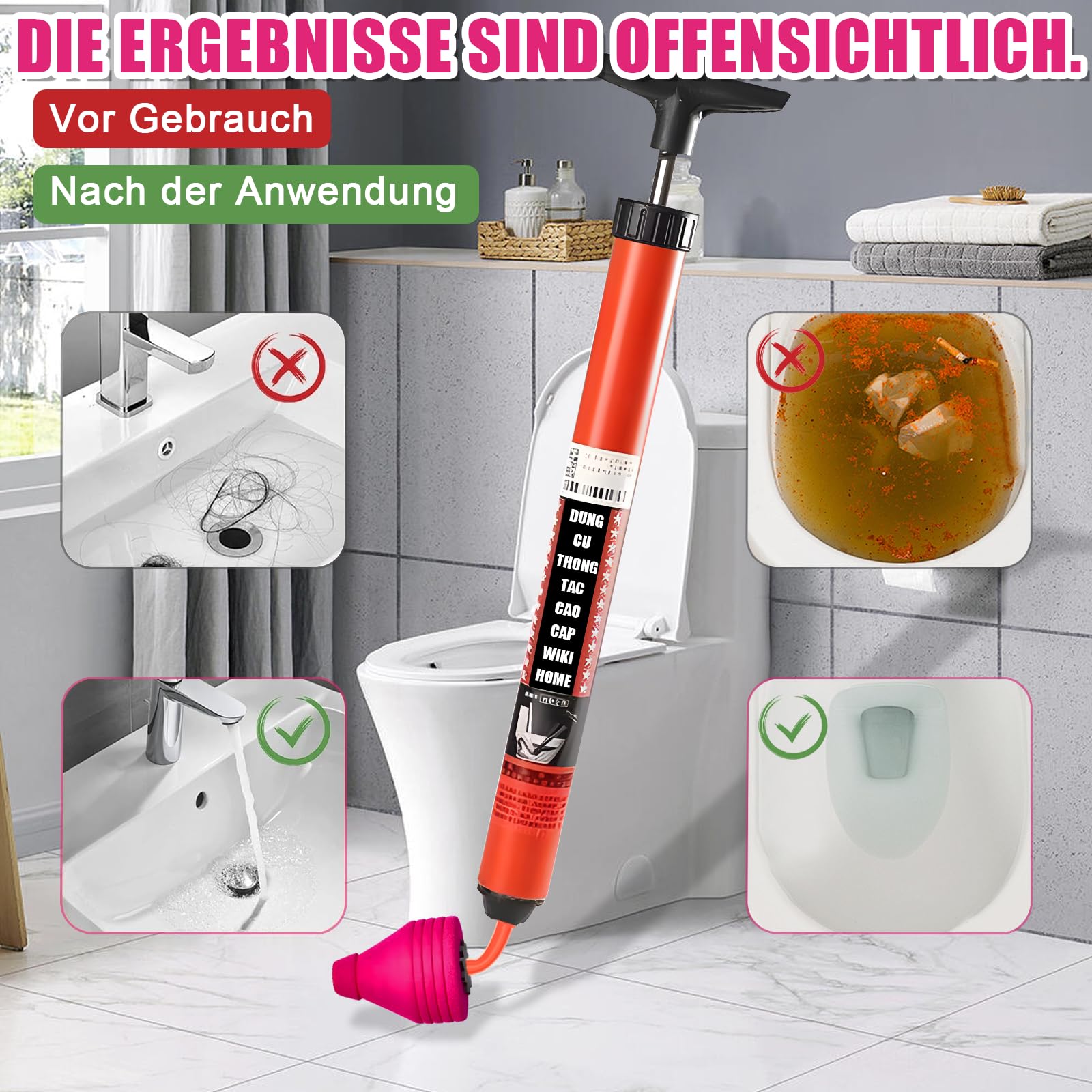 Pompa Per Sblocco Tubi Ad Alta Pressione - Per Water, Lavandini E Scarichi, Con Tecnologia Aria Compressa - Foto 2